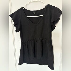 SHEIN | Black Ruffle Sleeve Top